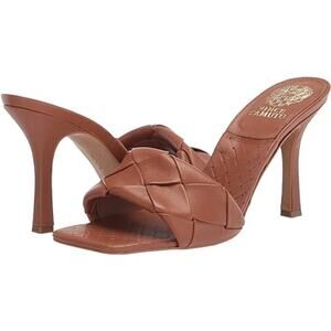 Vince Camuto Brelanie Woven Strap Mule Heels Barn Brown Womens Size 5.5